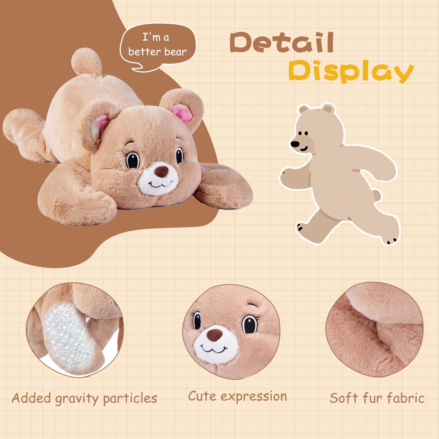 Riverwar 5 LB Weighted Stuffed Animal Teddy Bear for Kids,Adults,24.5" Plush Toy Soft Cuddly Gift for Birthday, Christmas, Boys, Girls, Teens