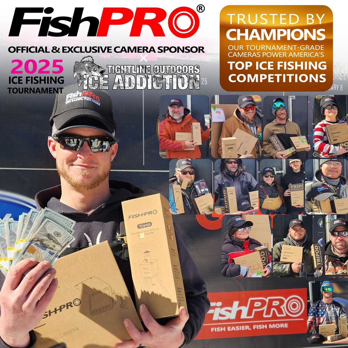 [FishPRO® 2026 Upgrade] NO.1 HD 1080P Underwater Fishing Camera 7'' IPS- DVR-32GB, w/10,000mAh(Ease to Use), Ice Fishing Camera Underwater, Fish Finder Camera for Boat Ice Lake Fish, LED+IR/82.5ft