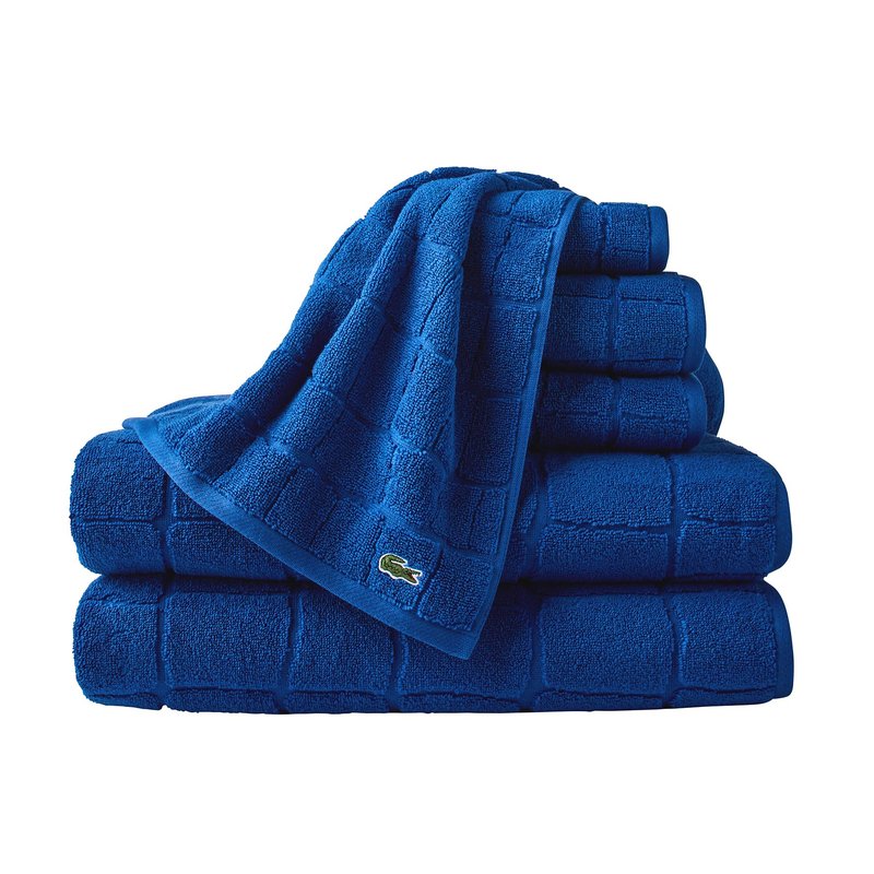 Lacoste Croc Scale 100% Cotton Towels – Highly Absorbent & Quick Drying, Premium Super Soft, Surf Blue, 2 Bath Towels (30"x56"), 2 Hand Towels (16"x30"), 2 Washcloths (13"x13") 6PC Bath Towel Set