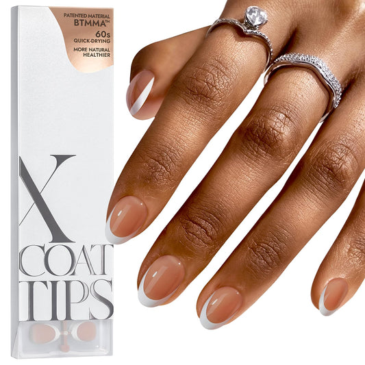 BTArtboxnails French Gel Nail Tips - French Tip Press on Nails Brown Extra Short Almond XCOATTIPS for Nail Extensions