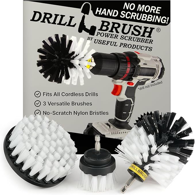 Drillbrush Car Detailing Kit | Drill Brush Set â Soft Bristle Power Scrubber Attachments for Cleaning Car Interior, Upholstery, Carpet, Seats, Wheels, Rims, Dash, Console, and Trim - Nylon Scrub Brush