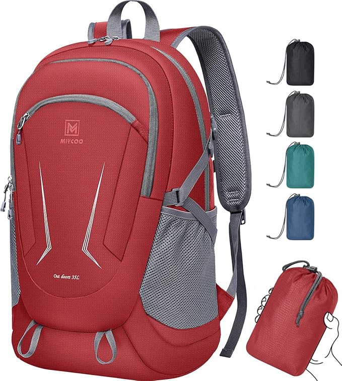 MIYCOO Backpack - Ultra Lightweight Packable Backpack for Travel Camping, Hiking Back Pack Waterproof Foldable Daypack for Men Women Red