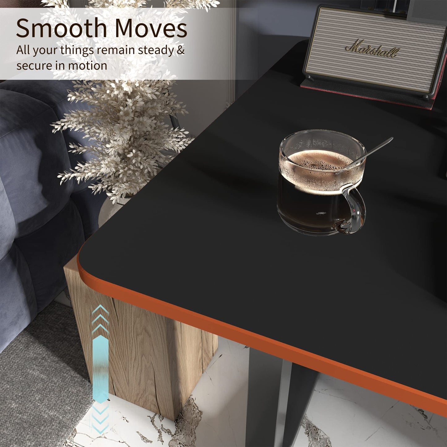 Monomi Height Adjustable Electric Standing Desk, 48 x 24 Inches Sit Stand up Desk, Memory Computer Home Office Desk (Black Frame+ Black Top)