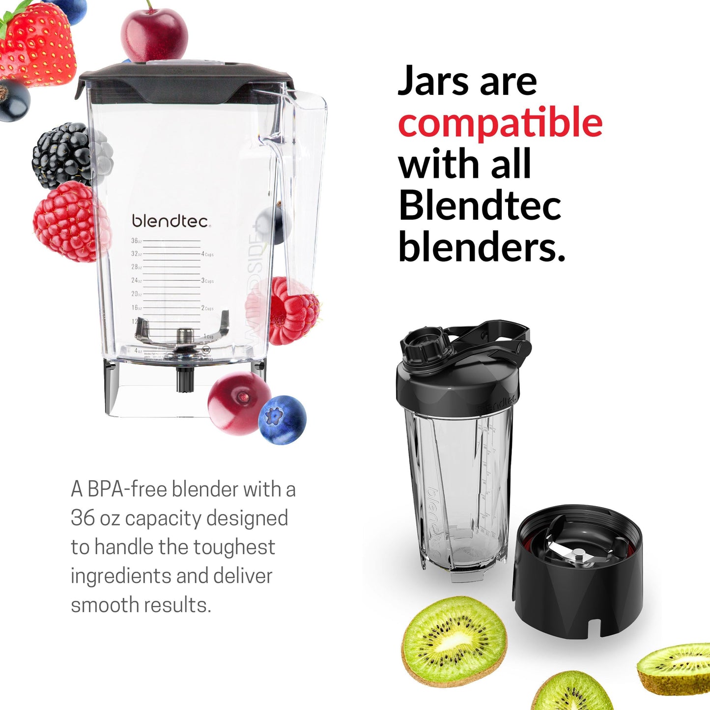 Blendtec Original Designer Series Blender and 90 Oz WildSide+ Jar - Kitchen Blender Bundle - Stainless Steel