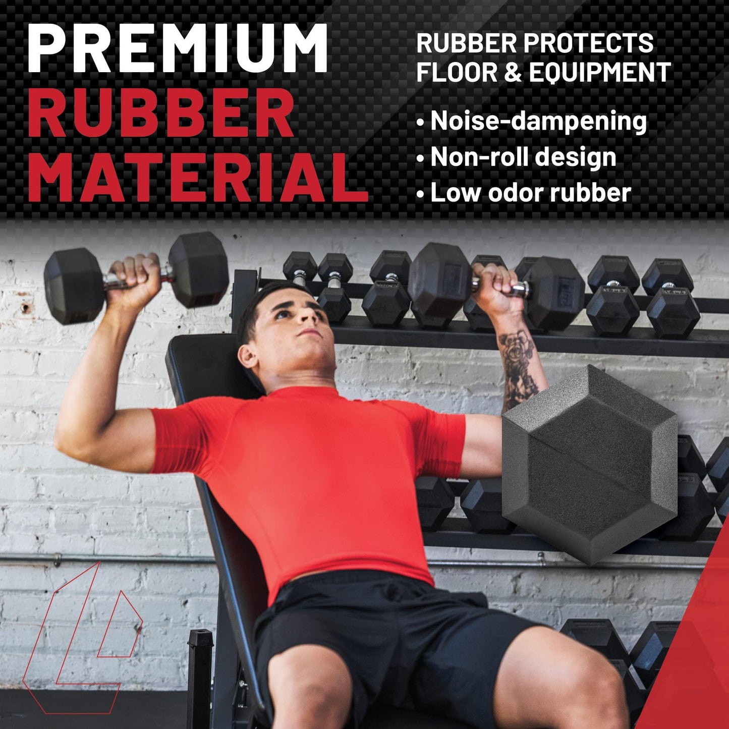 Lifeline Hex Dumbbells – Premium Quality, Low Odor, and Ergonomic Knurled Handle, 80 lb