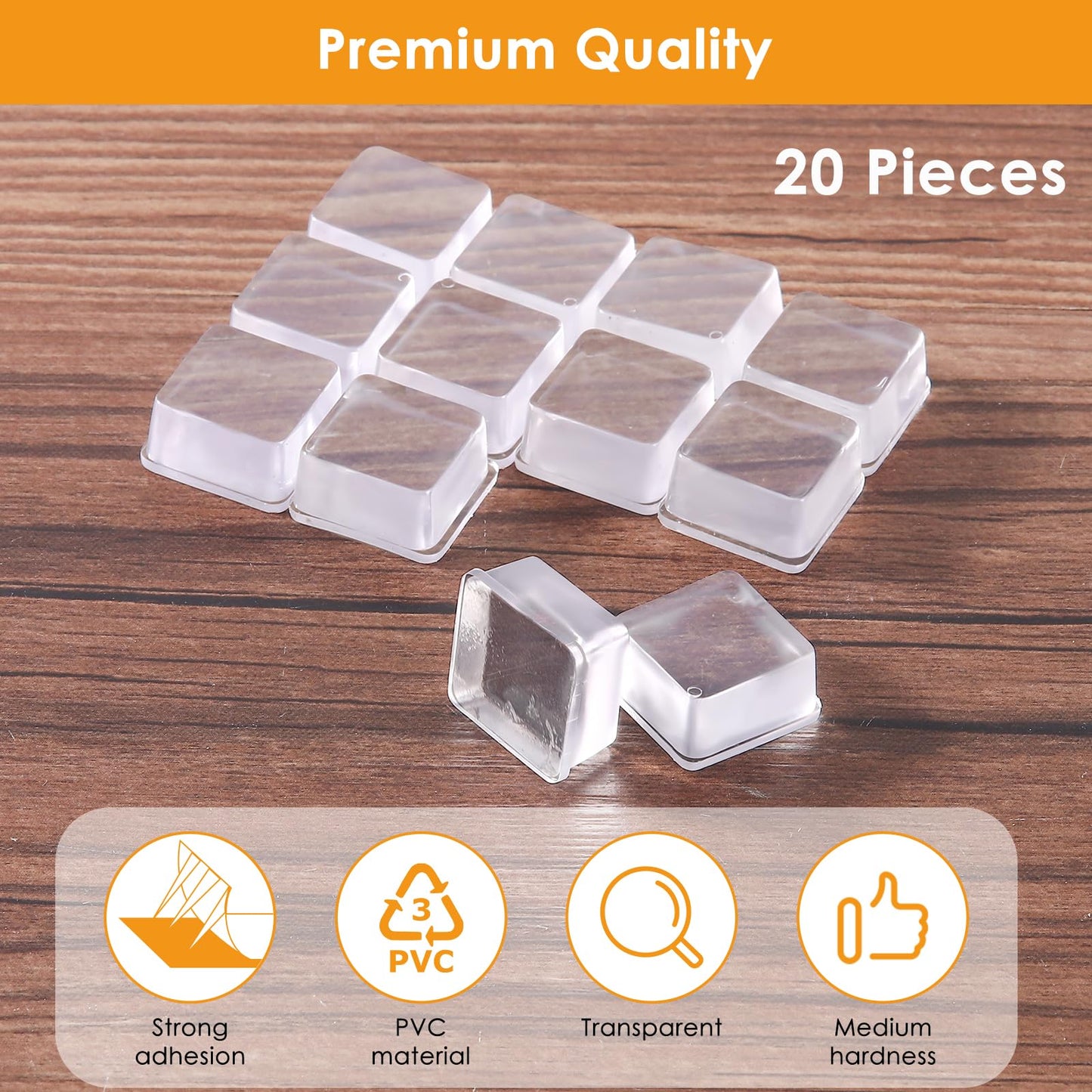 Rubber Feet for Cutting Board, 20PCS Rubber Bumpers Self Adhesive, Clear Rubber Bumper Pads, Square Adhesive Bumper Pads for Speakers, Laptop, Appliances 0.78" x 0.38"""