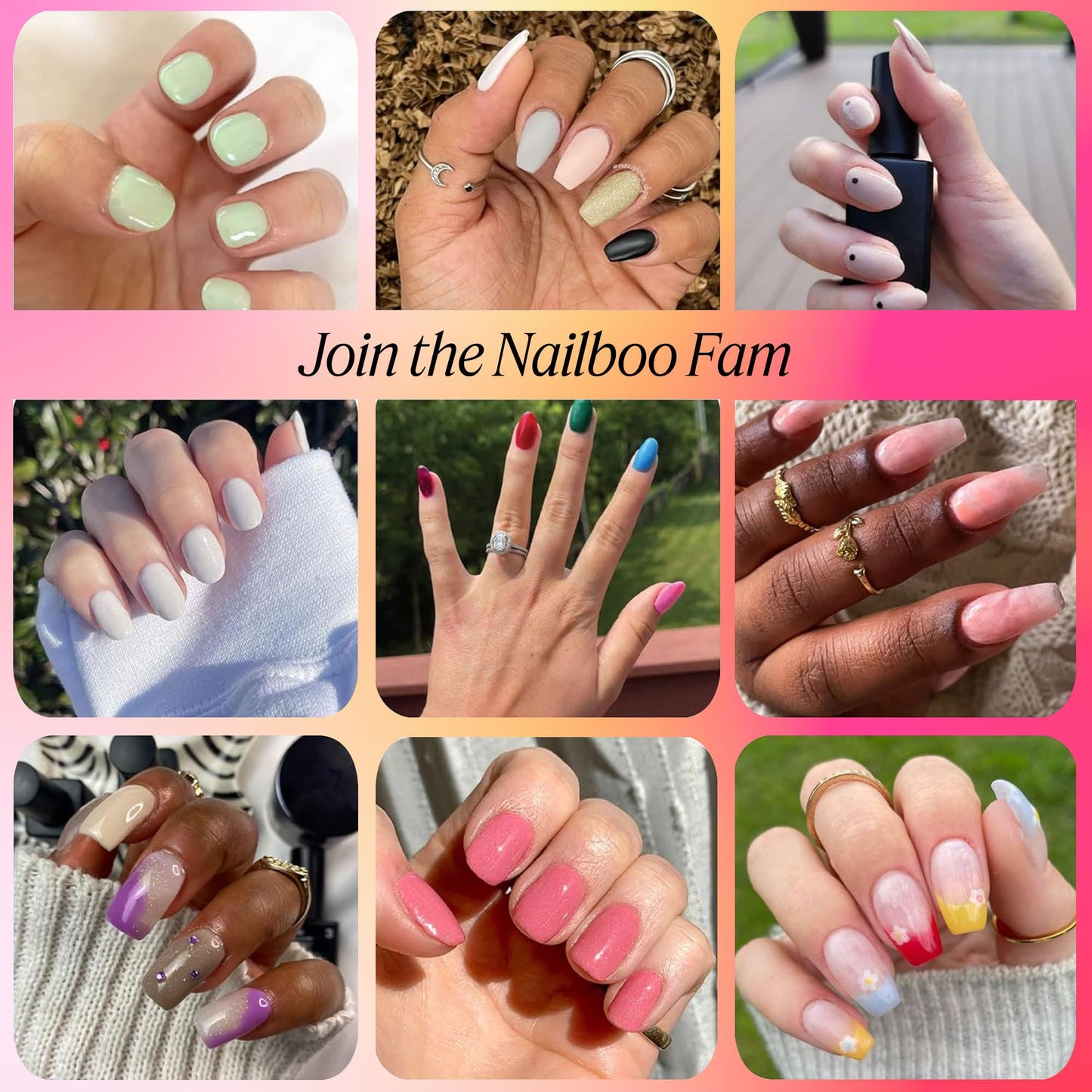 Nailboo Press On Nails, Salon-Quality Reusable Fake Nails for Fast DIY Manicure with Strong Hold Nail Glue for Press Ons, Nail File, & Alcohol Prep Pads, Frenchie