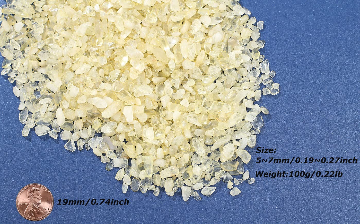 LAIDANLA Crushed Stone Crystal Chips Citrine Bulk Natural Gemstones Healing Reiki Crystals Mini Quartz Vase Filler Aquarium Gravel 100g