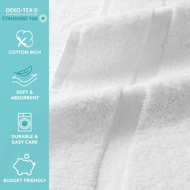 Arkwright Admiral Spa Bath Towels Bulk - Pack of 12 - Lightweight Absorbent Bathroom Towel, Quick Dry Cotton, Perfect for Home, Resort, Spa, and Shower, 24 x 48 in, White