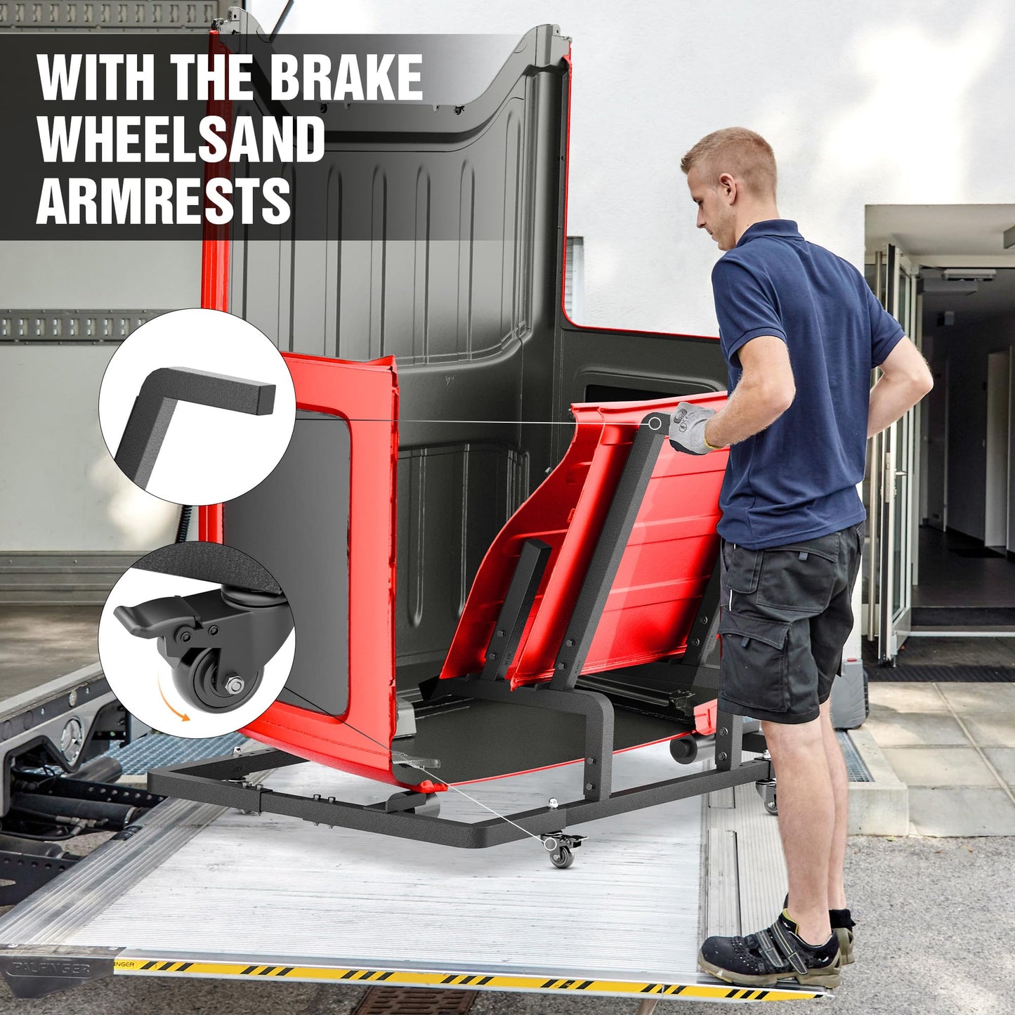 Adjustable Hard top Storage Rack Top Carrier with Armrests Compatible with 1987-2025 Jeep Wrangler JK JL YJ TJ JKU JLU Unlimited for 2/4 Door, Upgrade Movable Bracket Sliding Cart (Black)