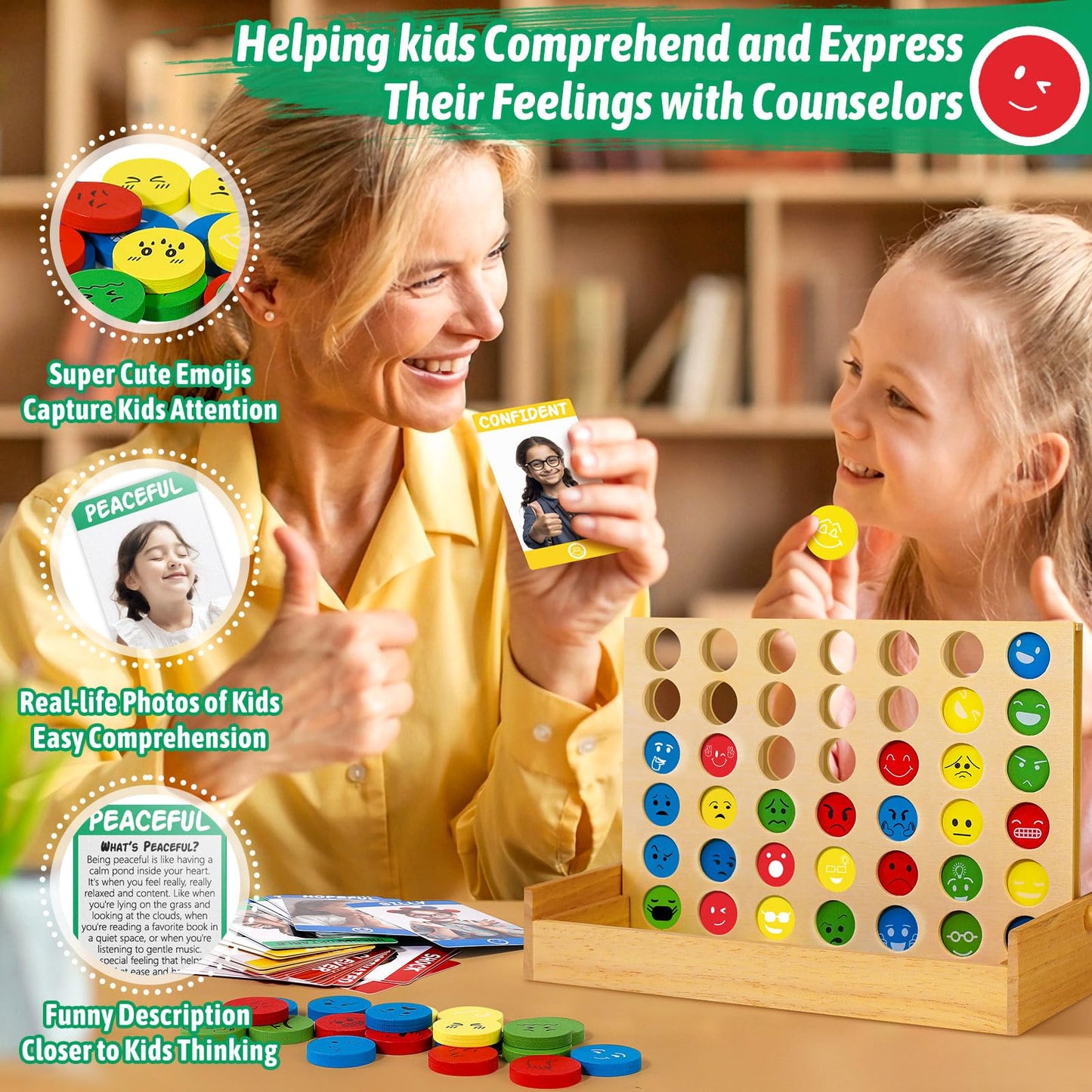 Garybank Social Emotional Learning Activities for Kids, Feelings Connect Game w/56 Emotion Cards, Play Therapy Toys for School Counselors, Social Coping Skills for Children, Teacher Office Must Haves