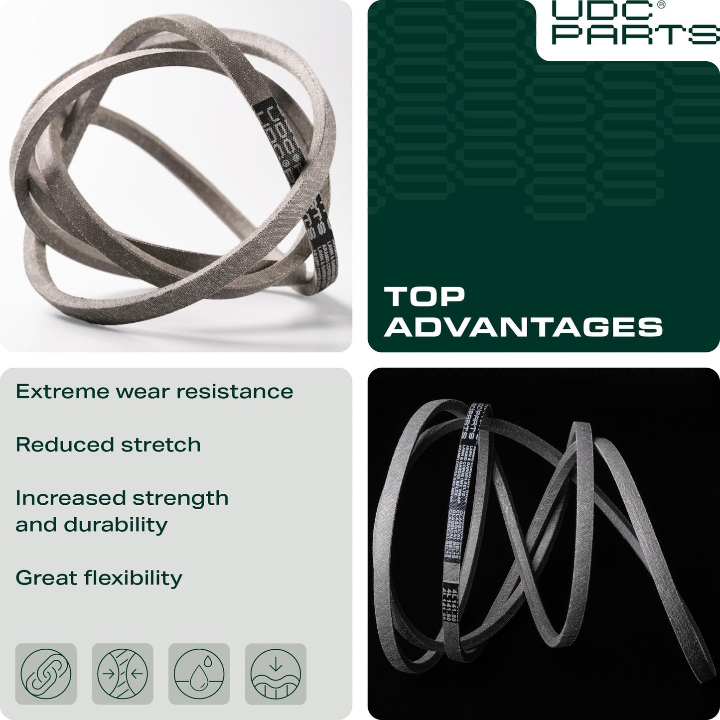 UDC Parts 954-04043B Drive Belt Replacement for Cub Cadet RZT50 RZT42 RZT54 754-04043 954-04043A Troy Bilt Mustang XP 954-04043 MTD Craftsman 754-04043B 754-04043A / Aramid Cord / 57.30 inches
