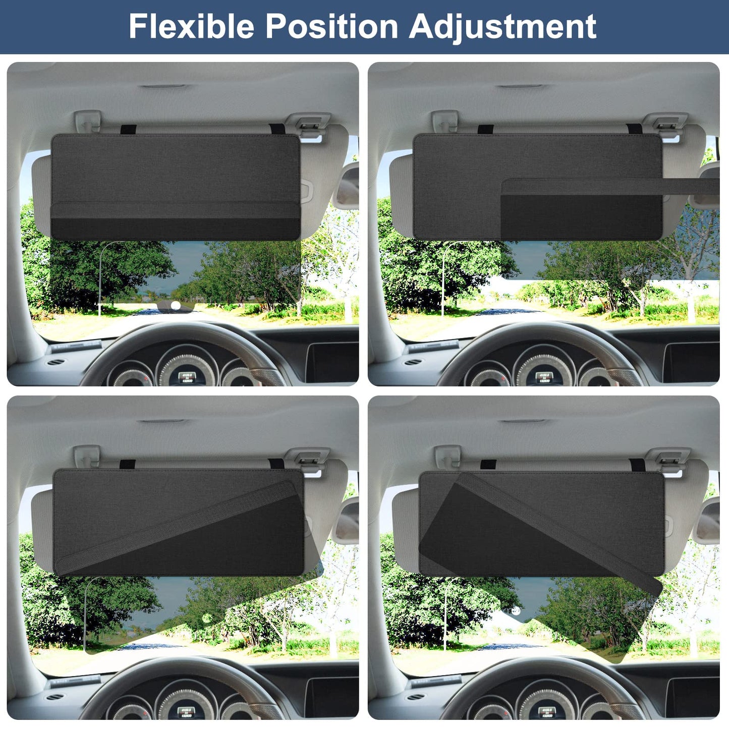 NAZZO Sun Visor Extender for Car, Sun Blocker with PC Sunshade Lens, Magnetic Mounting Adjustable Position, Protect from Glare, UV Rays, Snow Blindness for Safe Driving, Universal for Car, SUV (Black)