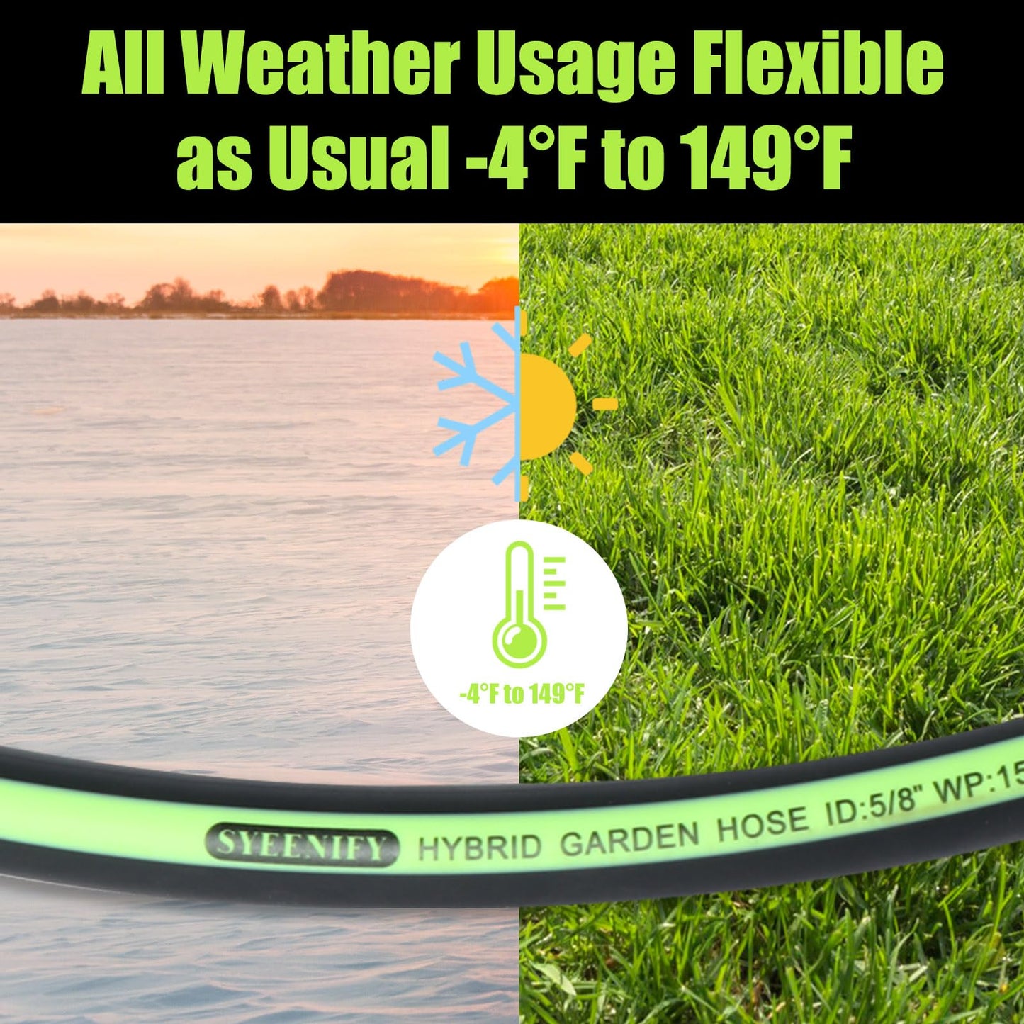 SYEENIFY Garden Leader Hose 5/8 in. x 6 ft Short Water Hose Male/Female Heavy Duty Hybrid Garden Hose No Kink and Flexible Rubber Hose for Dehumidifier,Vehicle Water Filter and Camp Water Tank