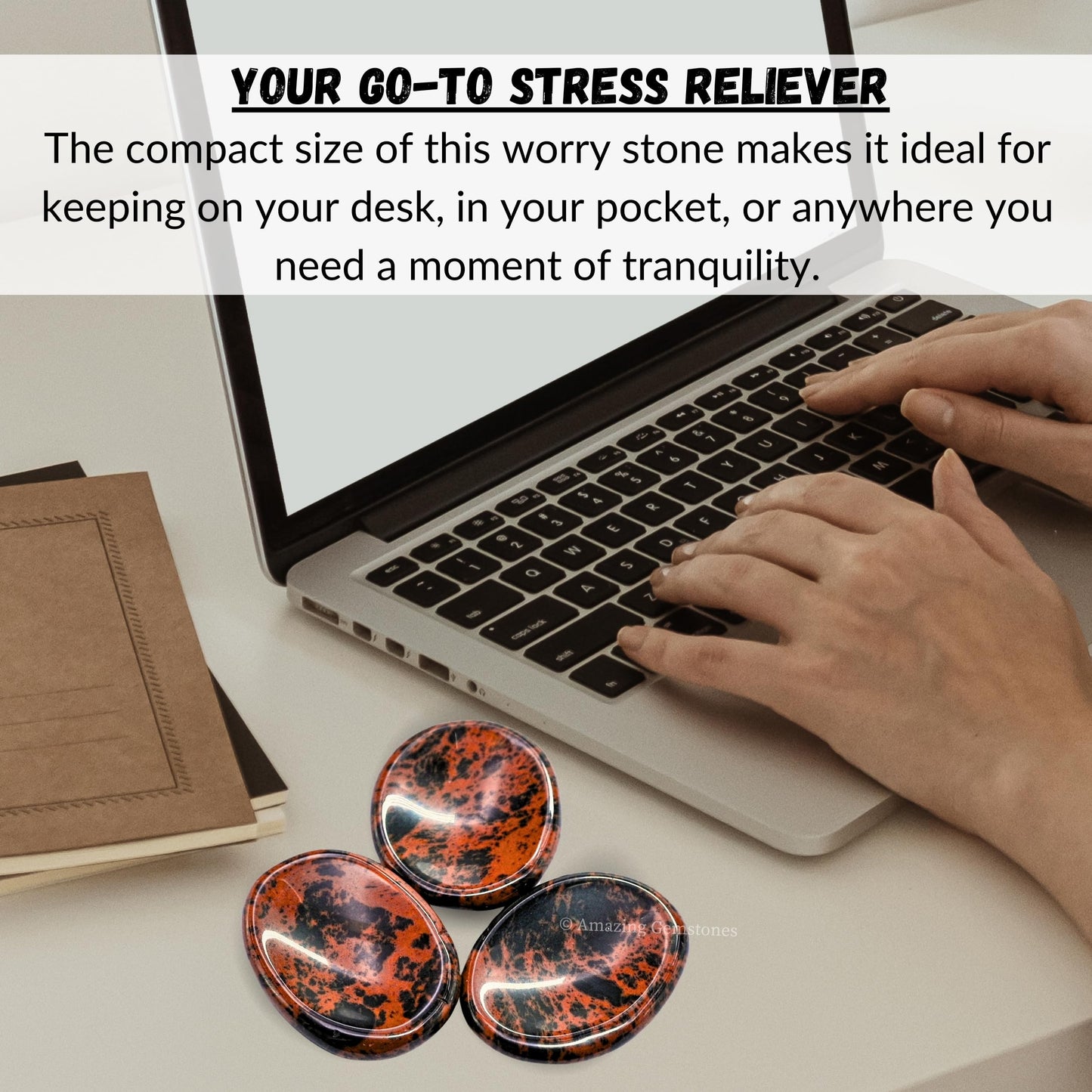 Amazing Gemstone Mahogany Obsidian Worry Stone Crystals and Healing Stones - Worry Stones for Stress Relief Gifts - Piedra Crystal Fidget for Meditation - Unique Stocking Stuffers Gifts for Women, Men