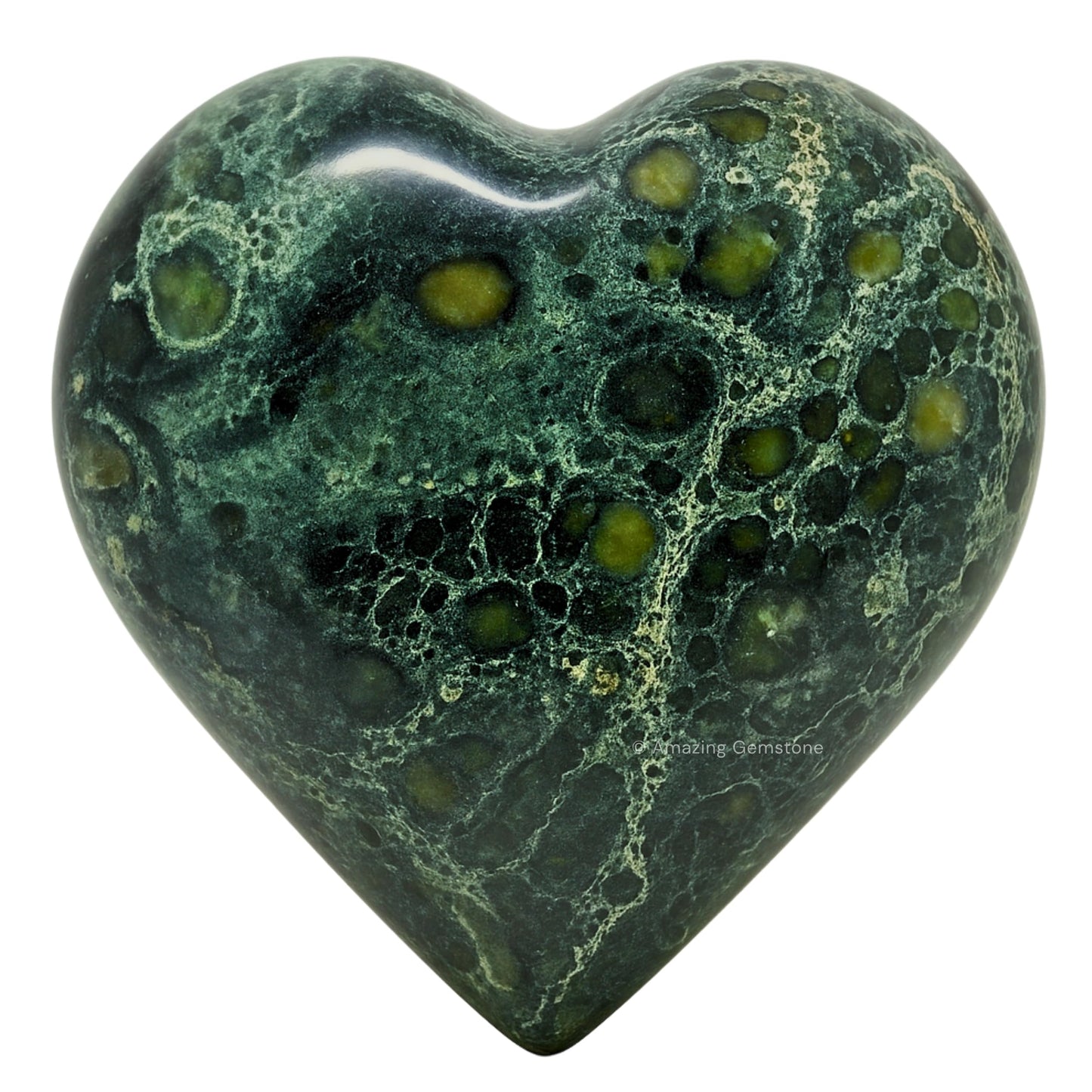 Amazing Gemstone Kambaba Jasper Crystal Heart Palm Stone - Pocket Massage Worry Stone for Natural Body Chakra Balancing, Reiki Healing and Crystal Grid