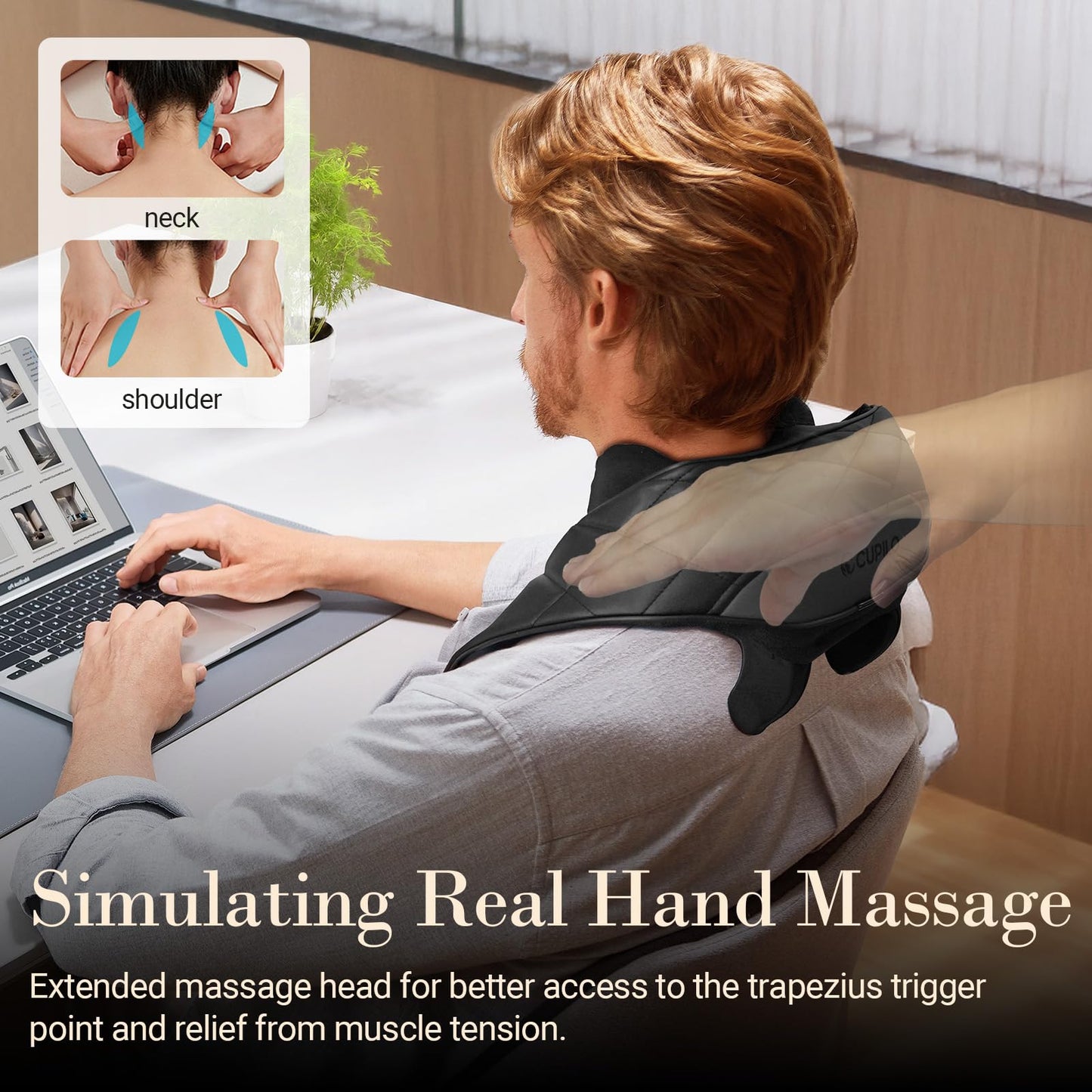 CuPiLo Cordless Neck Massager for Pain Relief Deep Tissue - HSA Eligible, Upgarded Deep Kneading FSA Shoulder Back Massager with Heat, Massager Pillow for Neck and Shoulder Pain, Gifts for Women Men