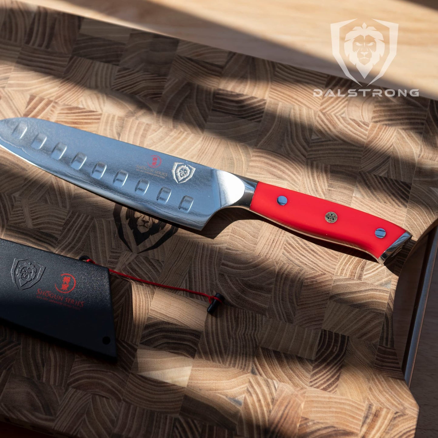 Dalstrong Santoku Knife - 7 inch - Shogun Series - Damascus - Japanese AUS-10V Super Steel Kitchen Knife - Vacuum Treated - Crimson Red ABS Handle - Razor Sharp Vegetable Knife - w/Sheath