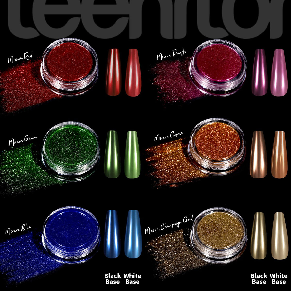 Teenitor Chrome Nail Powder Kit, 14 Pots Nail Chrome Powder with Nail Charms and Gems, Gold Chrome Nail Powder, Silver Red Mirror Effect Crome Powder for Gel Nails, Nail Supplies Nail Design Tools