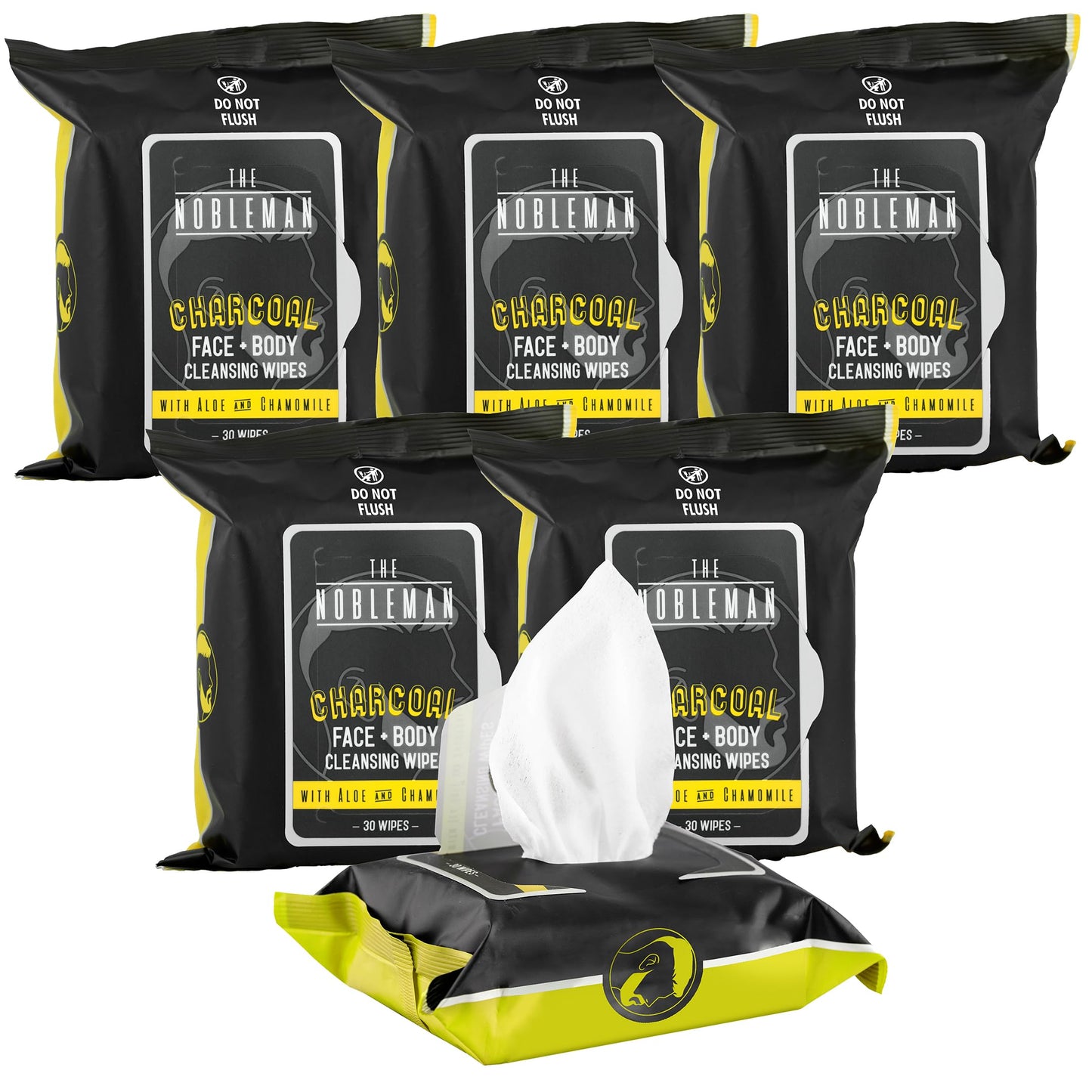 The Nobleman Cleansing Wipes 6 Pack (180 ct., Charcoal)