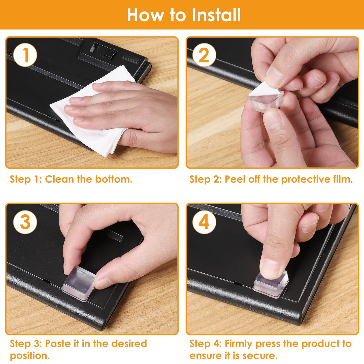 Rubber Feet for Cutting Board, 20PCS Rubber Bumpers Self Adhesive, Clear Rubber Bumper Pads, Square Adhesive Bumper Pads for Speakers, Laptop, Appliances 0.78" x 0.38"""