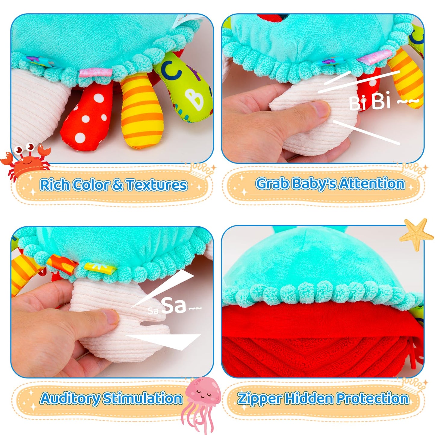 Baby Toys 12-18 Months, Musical Crawling Crab Baby Plush Toy, 50 Songs & Recording Feature, Dancing Bouncing Interactive Baby Toddler Toys 6-12 Months, Tummy Time Toys for 1 Year Old Boys Girls Gifts