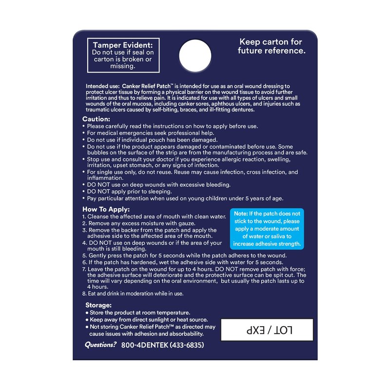 DenTek Canker Relief Patches for Canker Sore Pain Relief, Helps Relieve Soreness from Braces & Oral Wounds, 6 Count