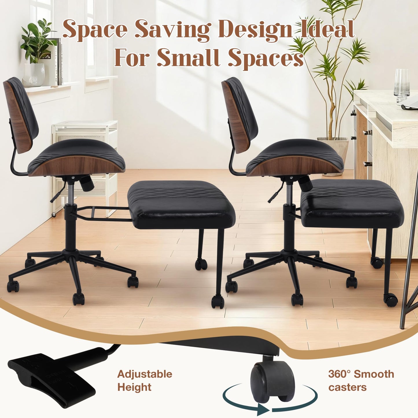 Azaeahom Ergonomic Cross Legged Office Chair with Wheels, Height Adjustable & 360°Swivel for Meditation, Desk & Yoga - Wide Criss Cross Design, Kneeling Chair - Black