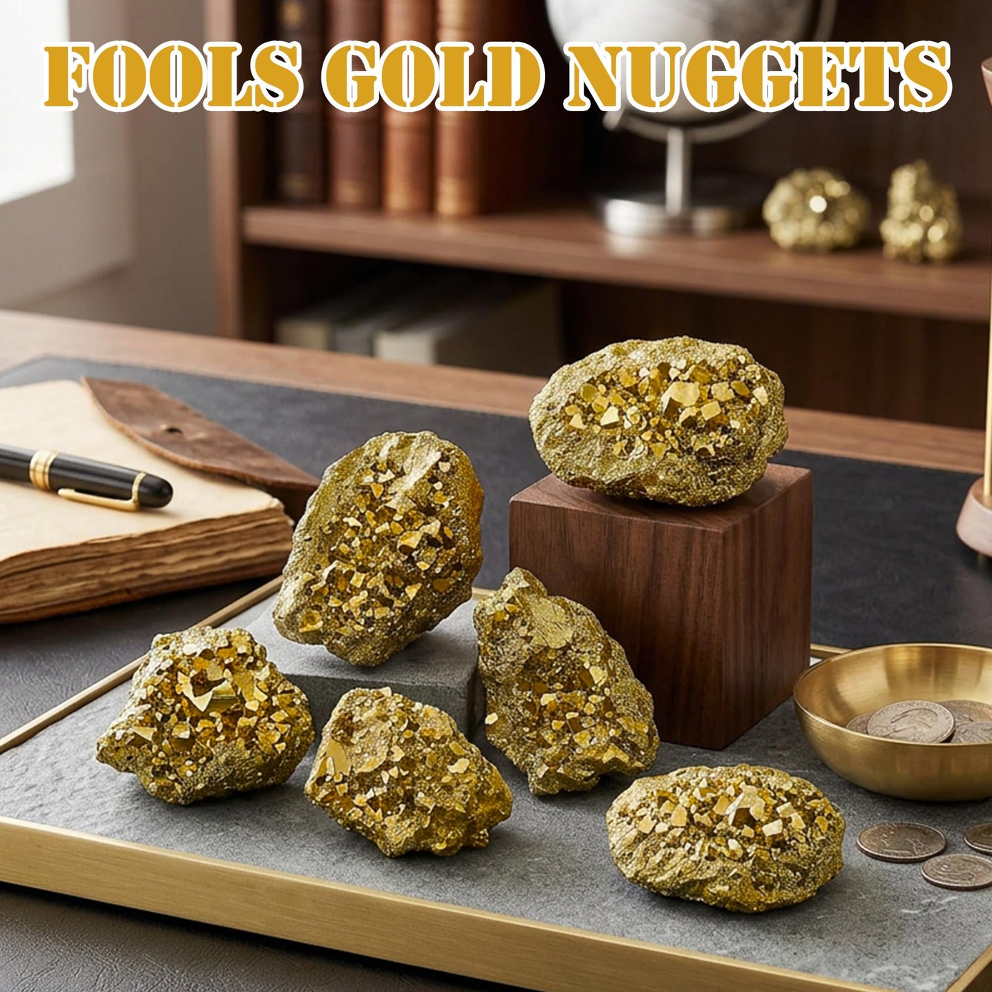 Wowagoga 8 Pcs 15-25mm Natural Pyrite Stone Raw Pyrite Crystal Fools Gold for Cabbing Tumbling Reiki Healing (Gold)