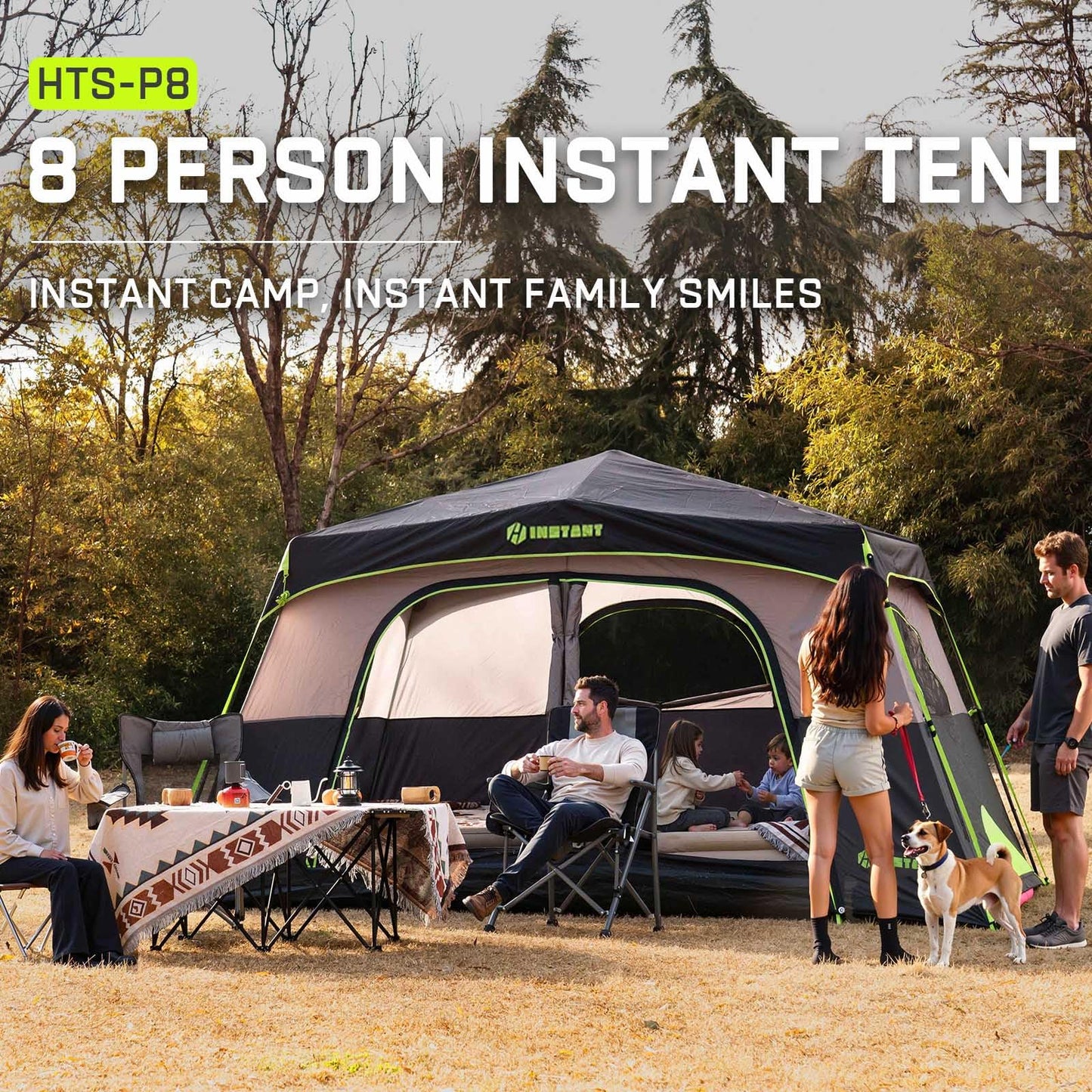 HINSTANT 4/6/8 Person Instant Tent, Waterproof Pop Up Tents for Camping with Rainfly, 60 Seconds Easy Setup, Automatic Cabin Tent for Family Camping with Expandable Carry Bag & Upgraded Ventilation
