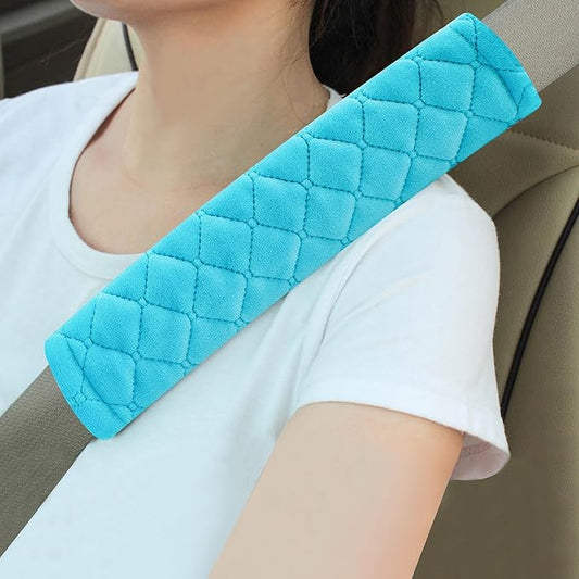 Amooca Soft Auto Seat Belt Cover Seatbelt Shoulder Pad Cushions 2 PCS for a More Comfortable Driving Universal Fit for All Cars and Backpack Blue
