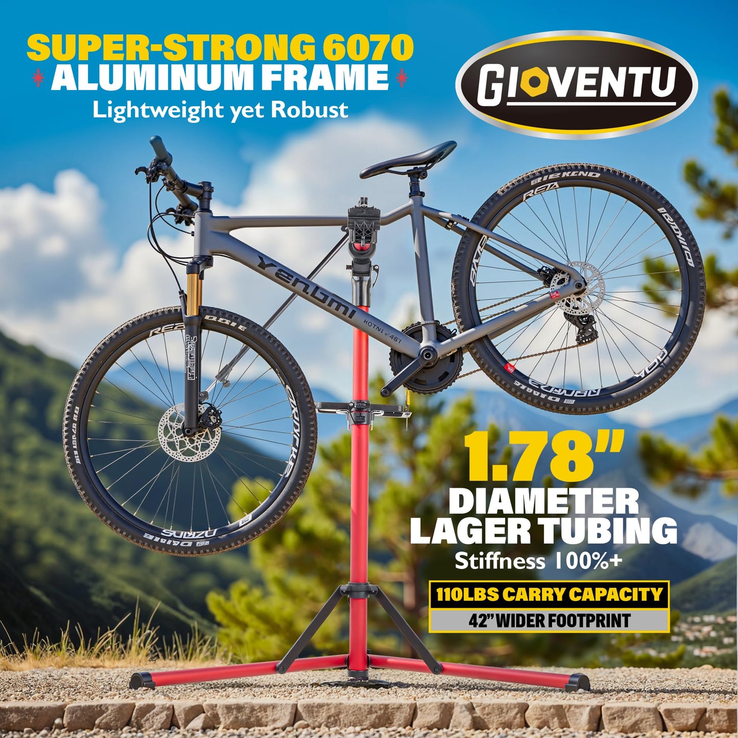 Gioventù E Bike Repair Stand Bicycle Stand(Max 110lbs) - Bike Stand for Maintenance with Super-strong Clamp, Heavy Duty Mechanics Workstand for E-bikes, Mountain Bikes and Road Bikes