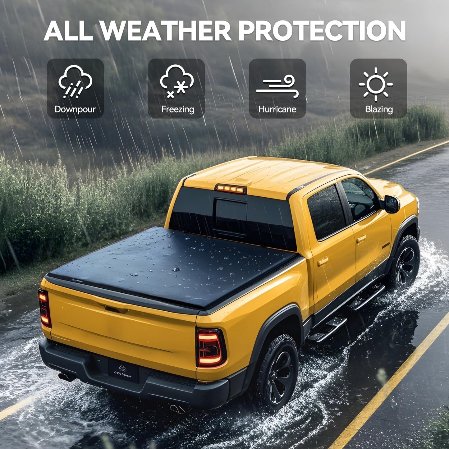 YITAMOTOR Soft Tri-Fold Tonneau Cover Fits for Toyota Tundra with Deck Rail System 5.5ft Bed 2014-2021 (Excl. Trail Edition), Effortless Installation