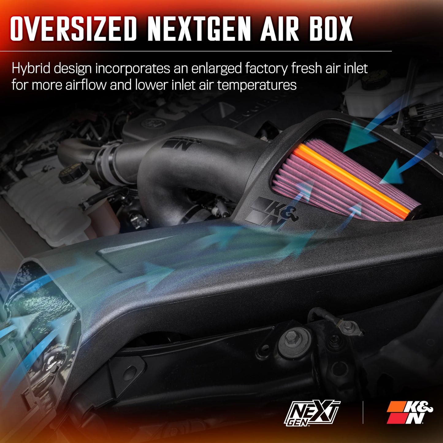 K&N NextGen Cold Air Intake System: High-Flow Cotton Filter: Compatible with 2021-2025 FORD F150; F150 Raptor; 50-2617