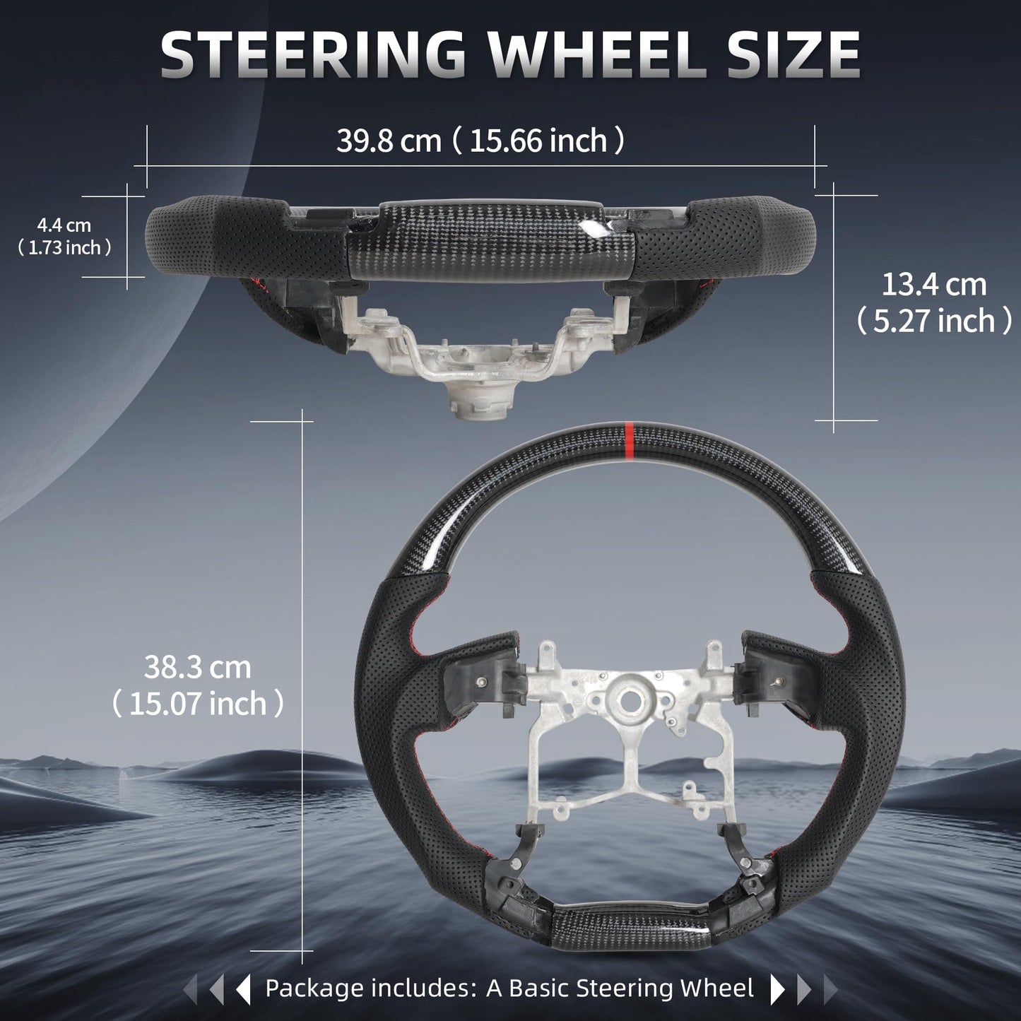 Real Carbon Fiber Steering Wheel for Toyota Prado LC150 2010-2017/Tundra 2014-2021/Tacoma 2012-2023/4Runner 2010-2024 Steering Wheel D-Shaped Flat Bottom Nappa Perforated Red Positioning Line