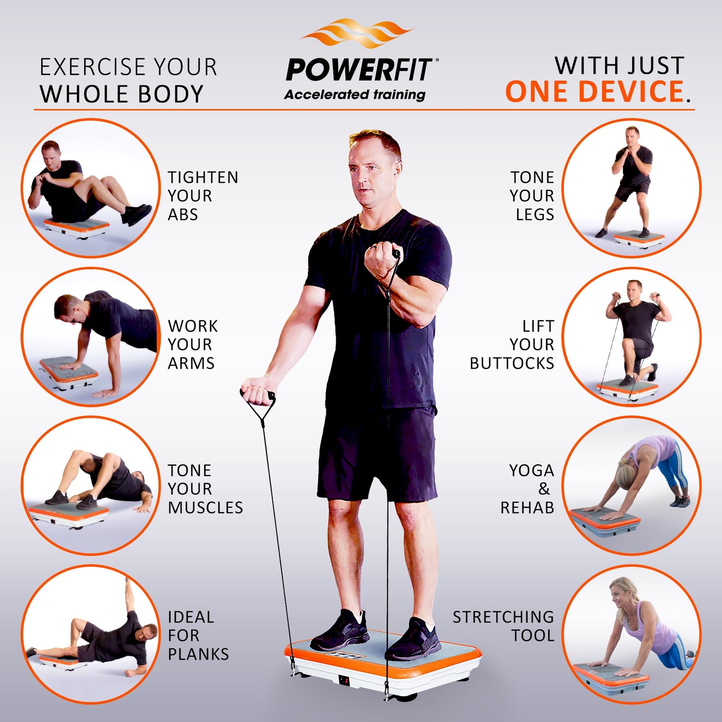 Power Fit Vibration Plate Exercise Machine, Powerfit Elite Vibration Platform, Power Plate, Body Vibration Plate for Lymphatic Drainage, Body Shaker Weight Loss - Remote, Resistance Bands & Diet Plan