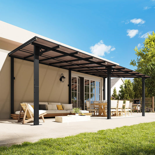 Aoxun 20' x 10' Gazebo for Patio, Gazebo Pergola with Sloped Roof, Large Wall-Mounted Heavy Duty Awnings, for Backyard, Deck, Patio (Black)