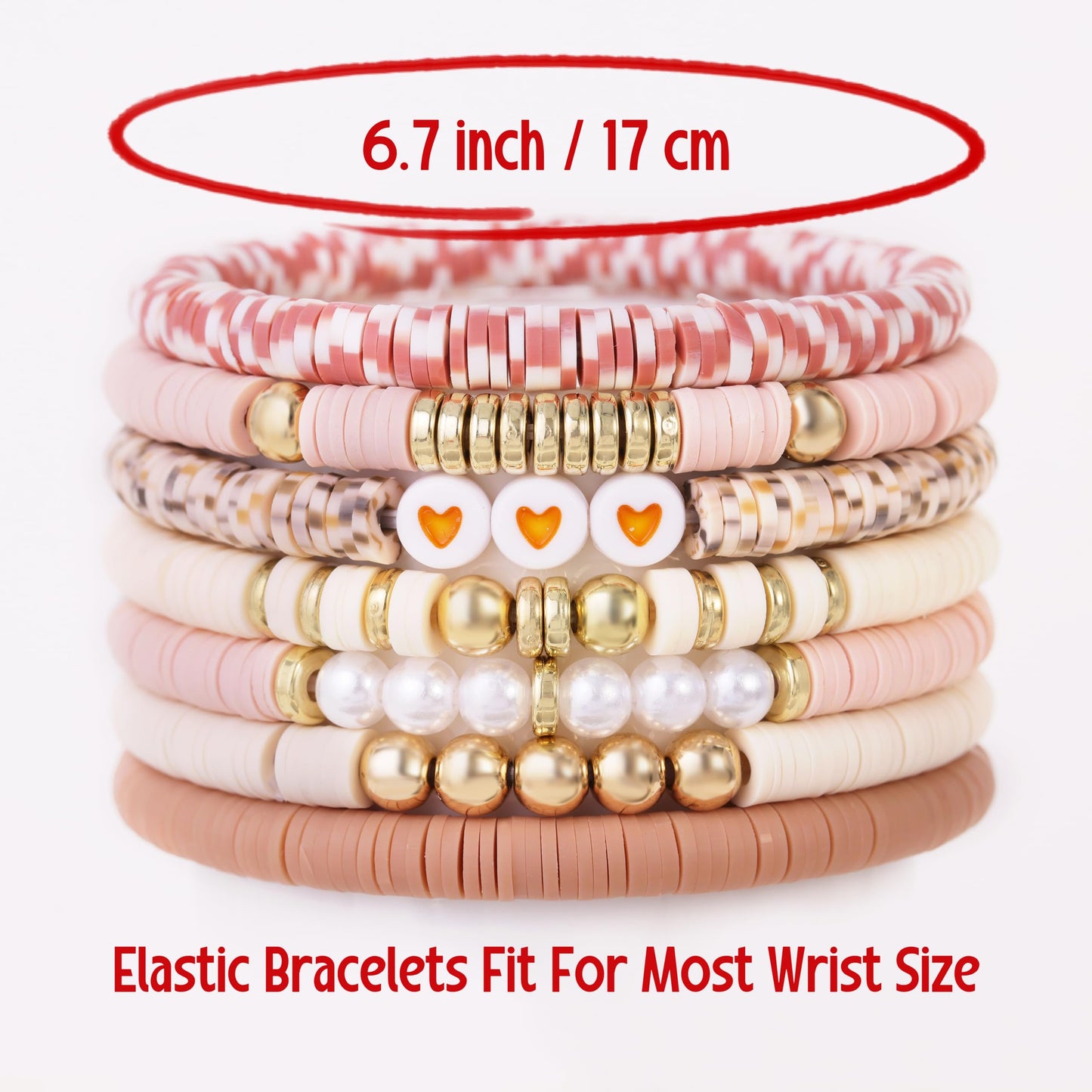 YEOSMINE Boho Heishi Clay Beaded Stretch Bracelets Stack For Women, Preppy Teens Friendship Gold Bracelets Cute Beach Surfer Accessories Bulk Set Trendy Fashion Jewelry