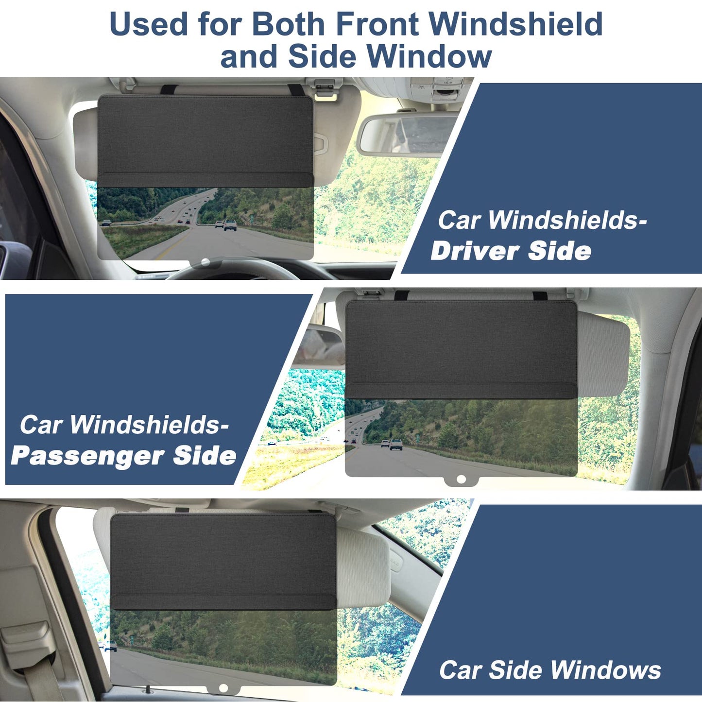NAZZO Sun Visor Extender for Car, Sun Blocker with PC Sunshade Lens, Magnetic Mounting Adjustable Position, Protect from Glare, UV Rays, Snow Blindness for Safe Driving, Universal for Car, SUV (Black)
