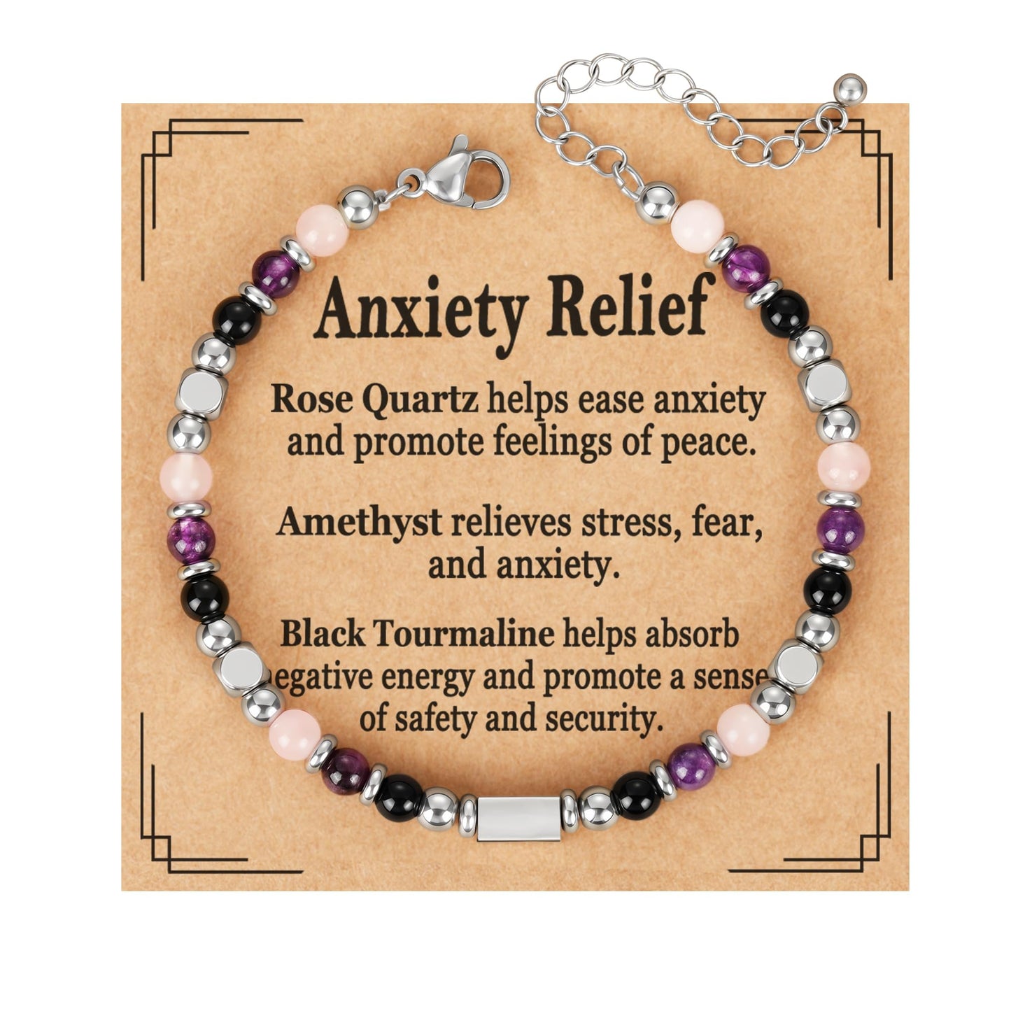 ESPVO Anxiety Relief Bracelet for Women Items Gifts Stress Healing Crystals Kalm Bracelet Menopause Depression Amethyst Anti Comfort Panic Attack Worry Jewelry Natural Stones Easter Basket Stuffers