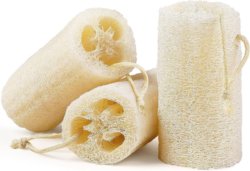 Spoojie Natural Egyptian Loofah Sponge (2-Pack) - Exfoliating Body Scrubber for Women & Men, Organic Plant-Based Bath Sponge for Face, Body & Back Cleaning - Gentle Exfoliation for Soft Skin