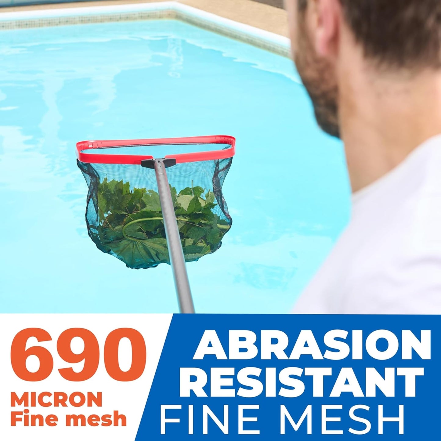 ProTuff 19.5" Fine Pool Net – 2 Year Unconditional Free Replacement – Cleans 3X Faster Than Vacuums – Wide Pool Skimmer with Deep Bag for Easy Maintenance – Skimmer Net for Leaves, Bugs & Other Debris