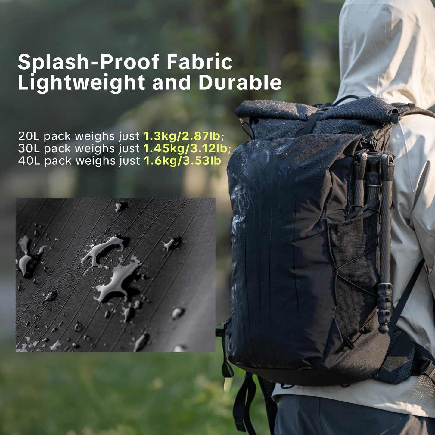 PGYTECH OnePro Ultralight Camera Backpack, Expandable Camera Bag 20L for Photographers, Outdoor Travel Bag with Dividers and 14" Laptop Sleeve, Compatible with DSLR/Drones/Mirrorless (Misty Green)