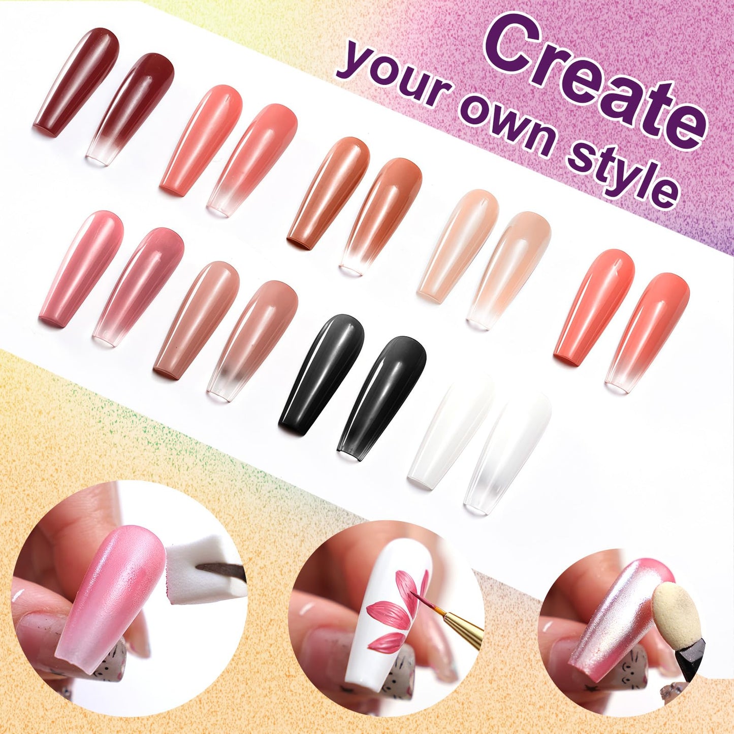 U-Shinein 9 Colors Pat Painting Nail Gel,Hema＆TPO Free,6-in-1 Gradient Ombre Paint Nails Gel Palette for Blooming,Nail Color Gel,Liner Gel,French Nail,with Chrome Powder,No Wipe,DIY Nail Art(E)