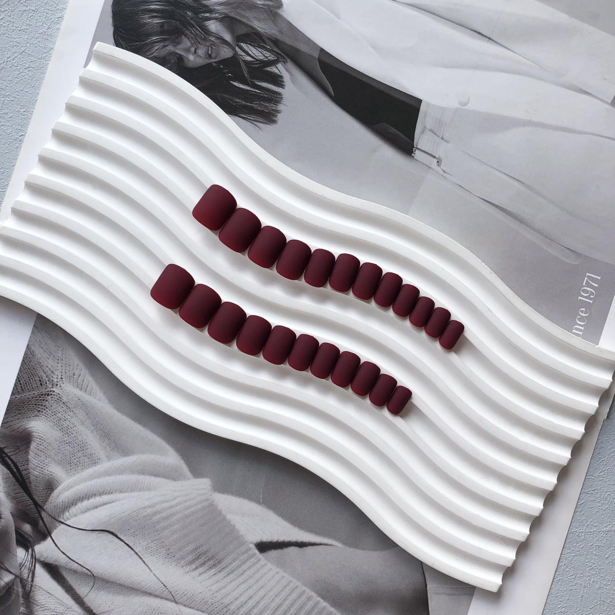 Matte Dark Red Press on Nails - Short Square, Glue on Nails - Soft Gel, Thick Reusable Solid Color Acrylic Nails - 24pcs