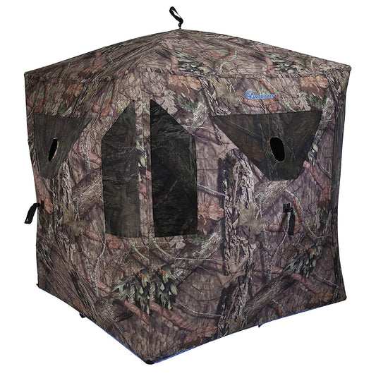 AMERISTEP Element Hub-Style Durable Noise-Free Hunting Ground Blind with Shoot-Through Mesh Windows & Gun Ports | 3 Hunters Concealment | Mossy Oak Break Up Country Camo | Easy Setup & Takedown