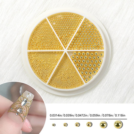SILPECWEE 4 Boxes Nail Art Rivets Star Moon Beads Nail Art Studs Gold Silver Nail Art Charms Metal Caviar Bead for Nails Jewelry 3D Nail Charms for Crafts Supplies Nail Decorations