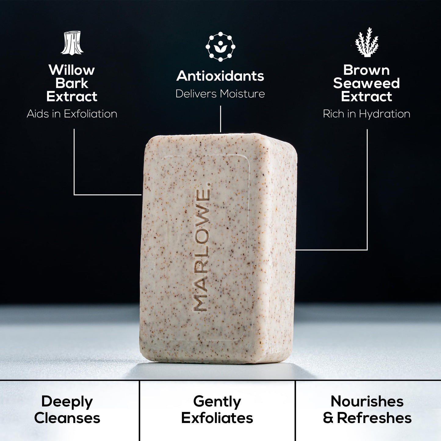 MARLOWE. No. 102 Body Scrub Soap 7 oz (6 Bars), Santal, Exfoliating Soap Bar with Shea Butter, Olive Oil & Green Tea Extracts, Cleanses, Smooths & Revitalizes Skin, Warm Amber, Spice & Citron Scent