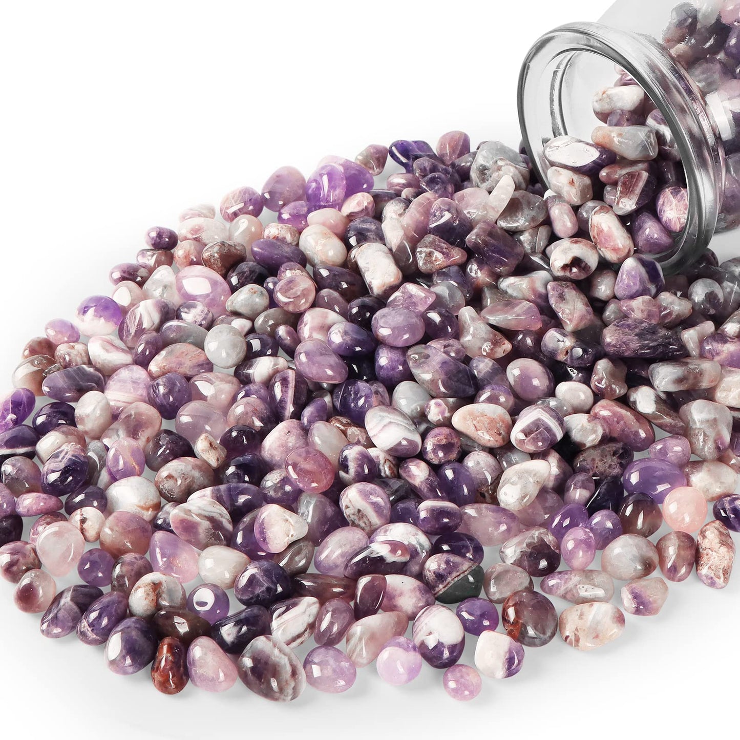 SMQ Amethyst Quartz Crystal Tumbled Chips Bulk Chakra Healing Purple Irregular Polished Crushed Gemstone and Crystals for Home Flower Pot Decor Meditation Balance,1 lb