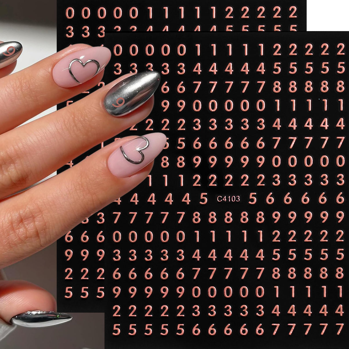 12 Sheets Numbers Nail Stickers 3DSelf-Adhesive Number Nail Decals Gold Silver Laser Silver Nail Art Stickers Laser Gold Black White Number Characters Nail Design Number Nail Supplies for Women DIY